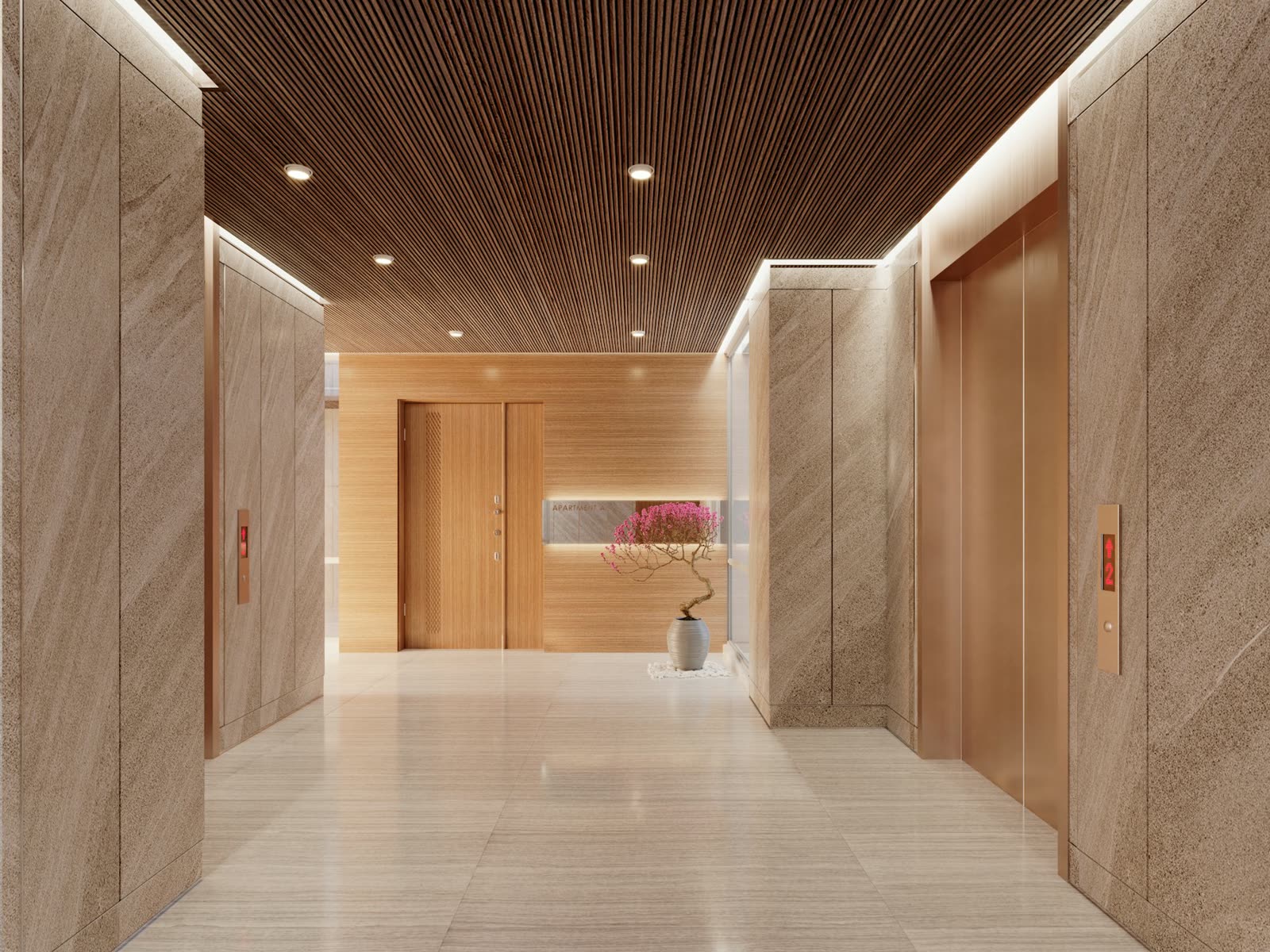 Elevator interior in a modern building lobby